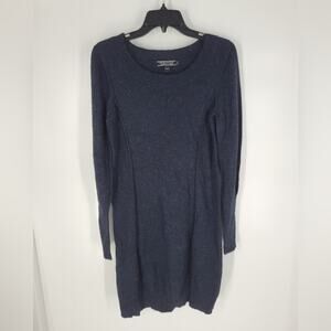 Peruvian Connection Blue Alpaca Wide Neck Long Sleeve Mini Dress M